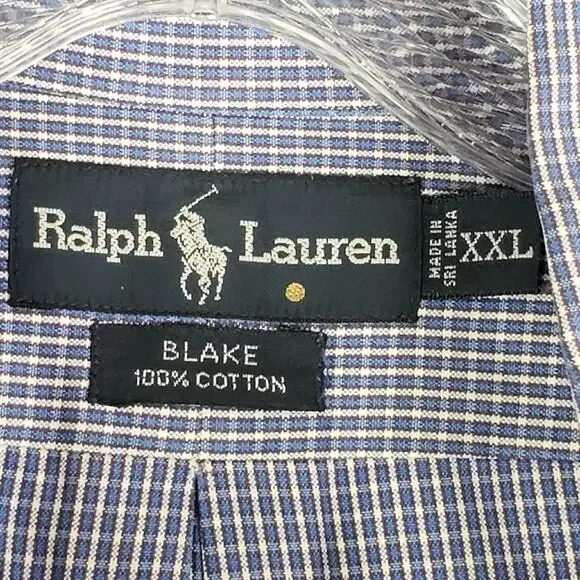 Polo Ralph Lauren Shirt Oxford Button Down Mens Size XXL LS Blue Plaid Blake - Picture 8 of 11